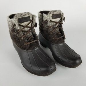 Chocolate Brown Sperry Wool Winter Boots Size 6.5